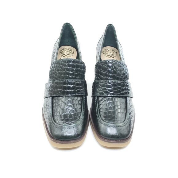 Vince Camuto Ezerna Croc Leather Loafer Heels Womens Green Block Heel 7.5M EU 38 - Picture 4 of 10